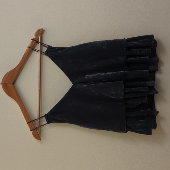 Aerie Navy Velvet Cropped Ruffle Tank - Picture 5 of 6